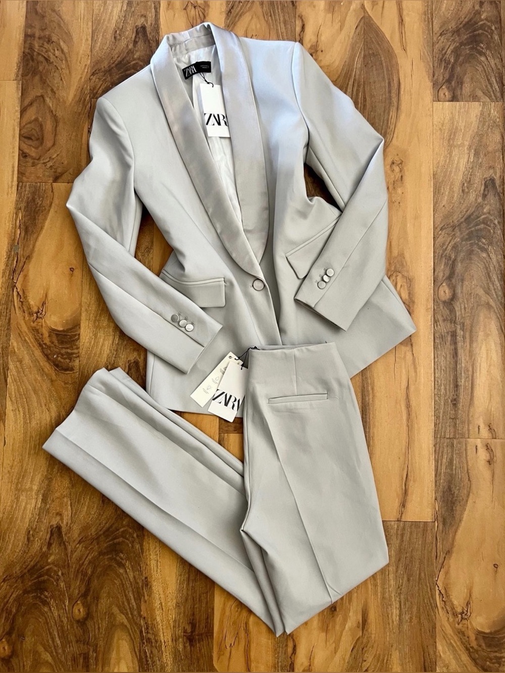 Zara Light Gray Men's Blazer & Pants Set